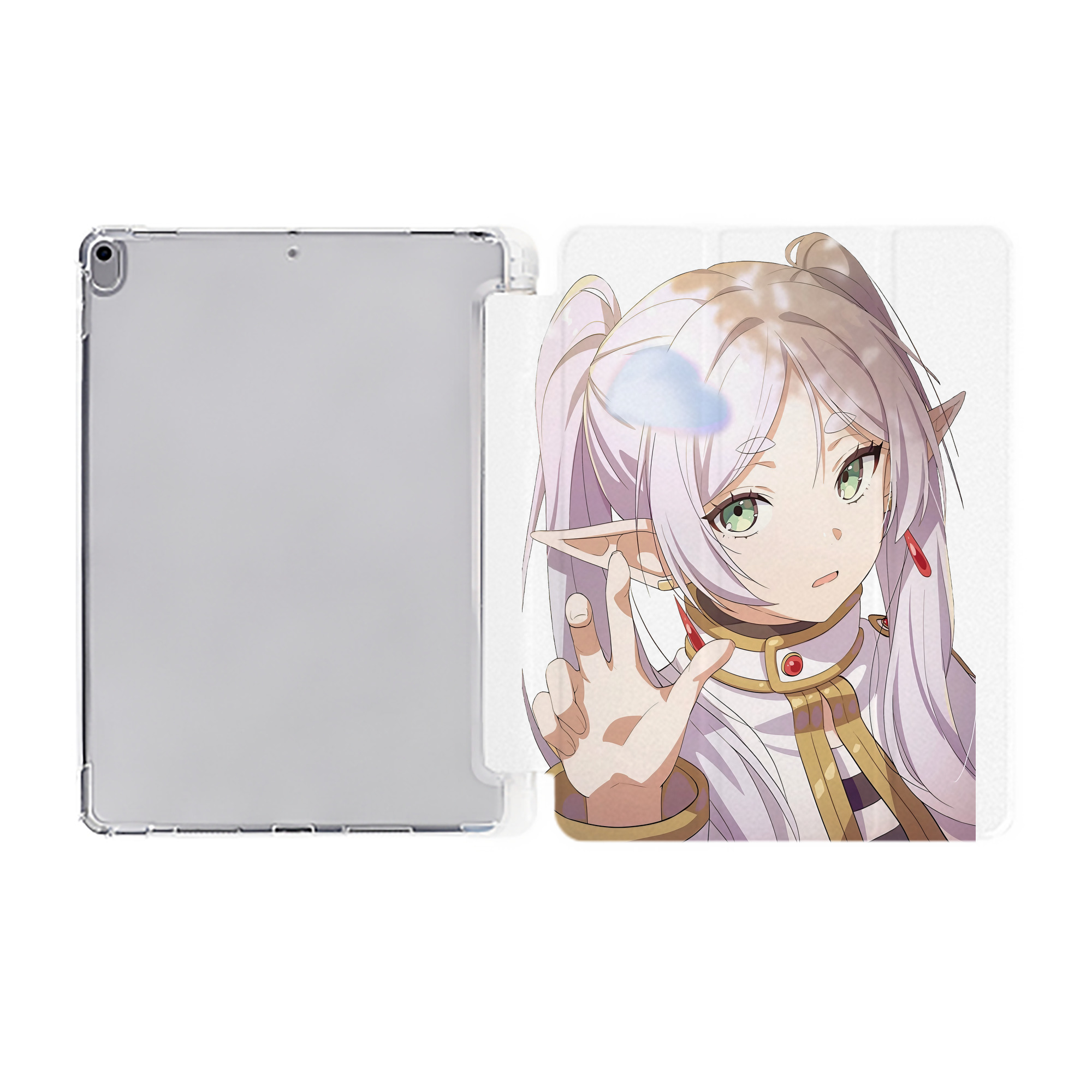 （画像用） 葬送のフリーレン Frieren IPad ケース ペン収納付き 三つ折りスタンド PUレザー×シリコン 対応機種9.5/10.5/10.9インチ